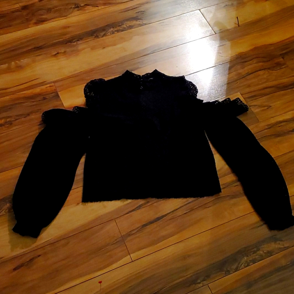 Black lace Zara blouse shirt top